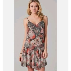 $795.00 Haute Hippie Women's Dress Flare Embroidered Flapper Floral 100% Silk XS